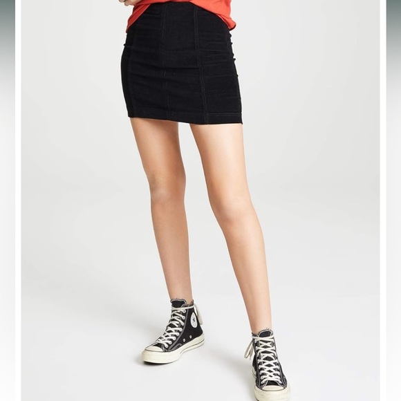 Free People Modern Femme Cord Skirt in Ink Black size 4 - Picture 2 of 8